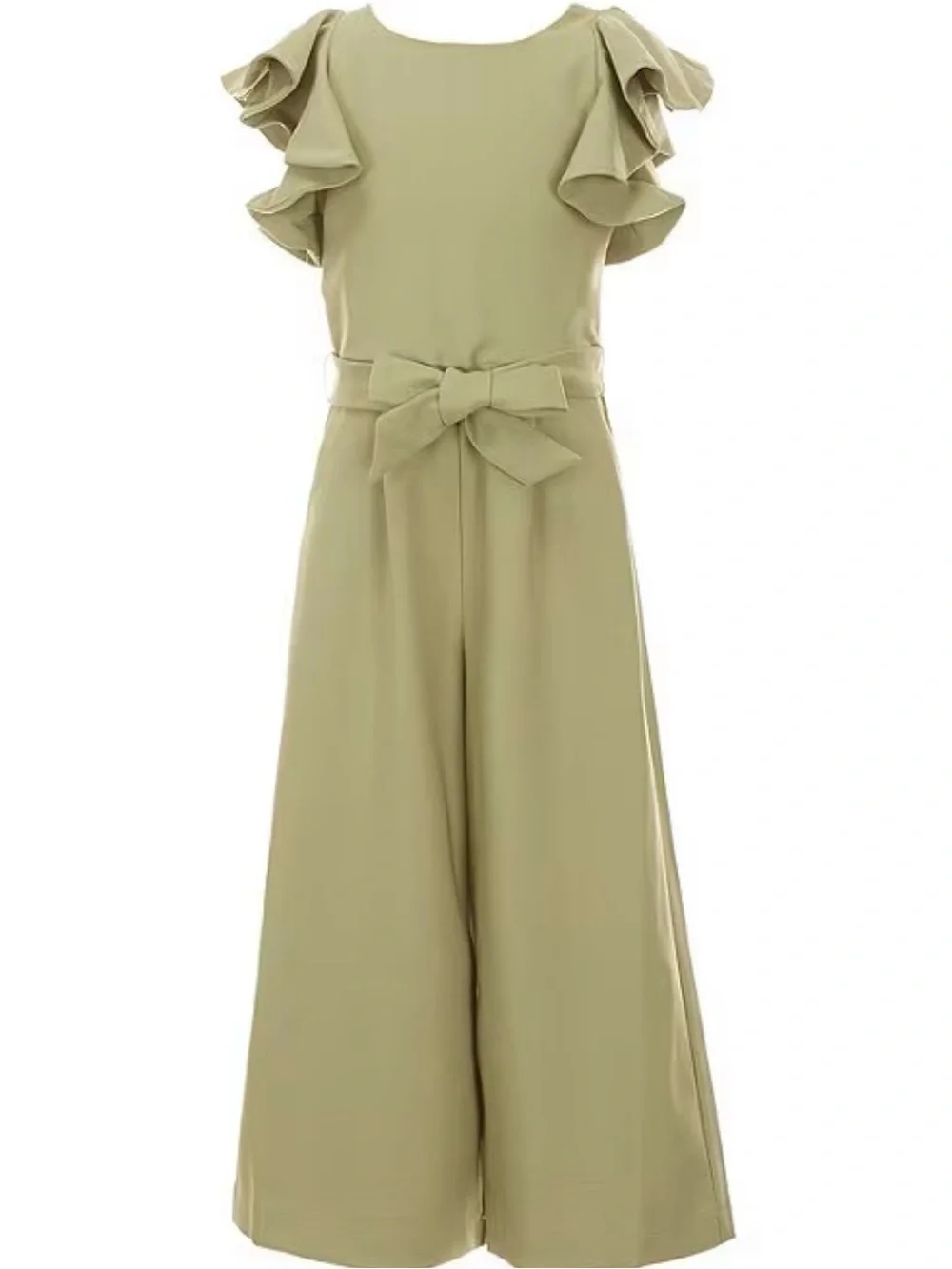 Big Girls Tie Front Tiered Ruffle Sleeve Jumpsuit -NWT -10